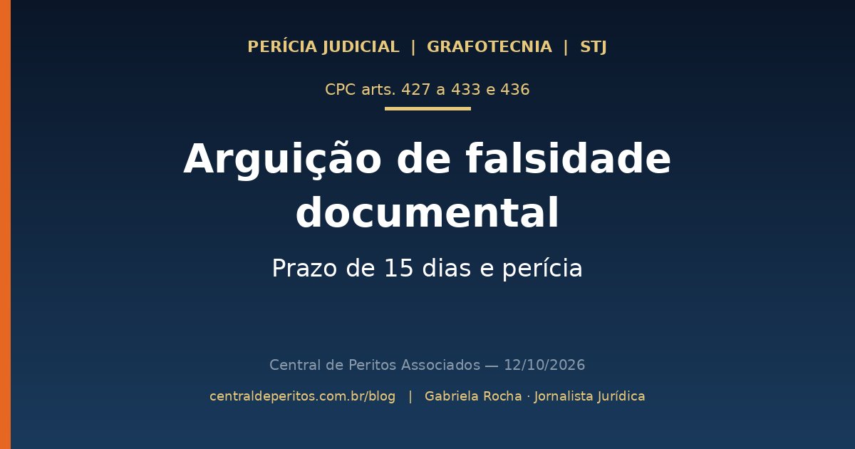 Arguição de falsidade documental: prazo de 15 dias e perícia