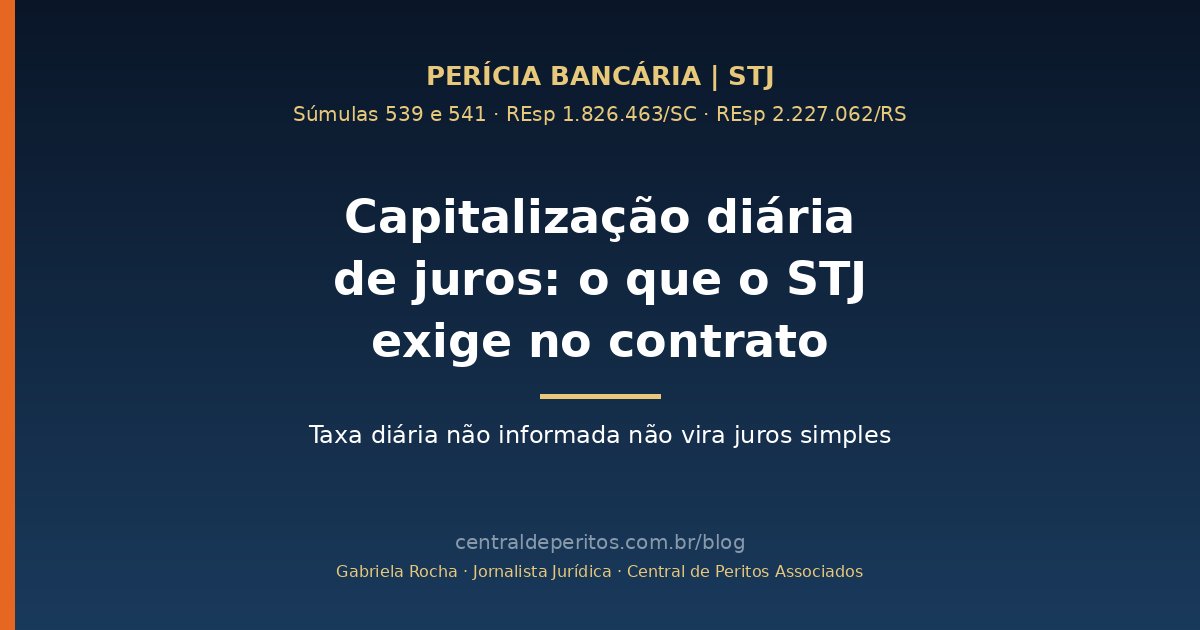 Capitalização diária de juros: o que o STJ exige no contrato bancário