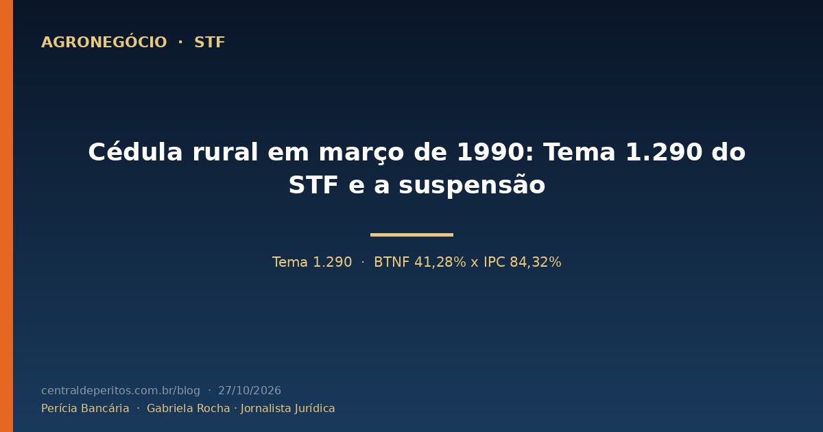 Capa: cédula de crédito rural em março de 1990, Tema 1.290 do STF, BTNF e IPC e a suspensão nacional dos processos