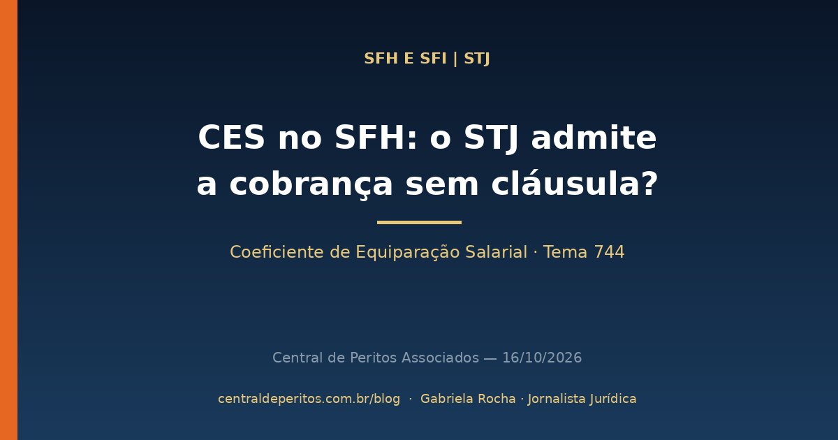 Capa: Coeficiente de Equiparação Salarial (CES) no SFH, cobrança válida só com previsão contratual, Tema 744 cancelado e decisões do STJ de 2025