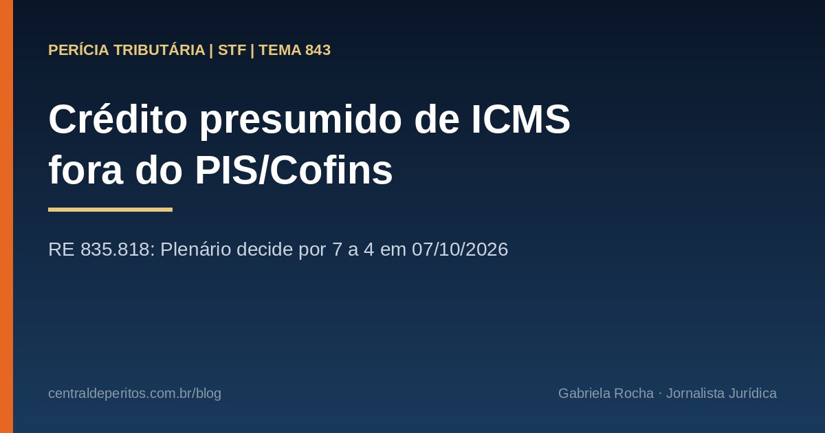 Capa: STF fixa o Tema 843 e decide que créditos presumidos de ICMS não integram a base de cálculo do PIS e da Cofins