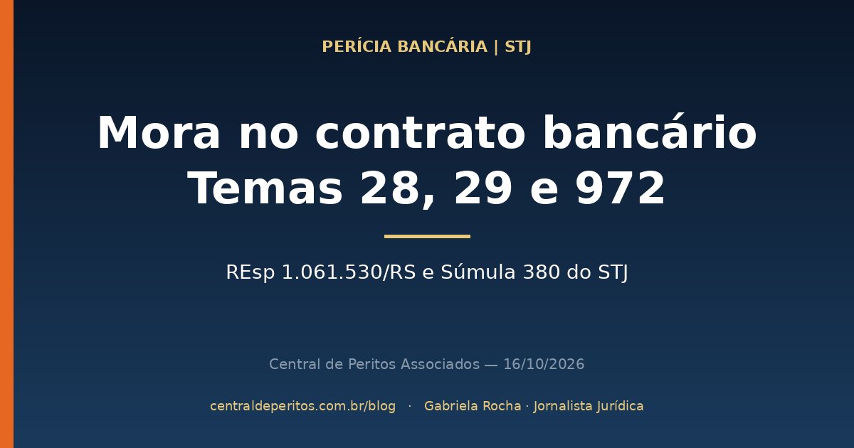 Capa: descaracterização da mora no contrato bancário, Temas 28, 29 e 972 do STJ, REsp 1.061.530/RS e Súmula 380