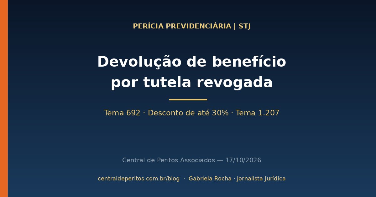 Capa: devolução de benefício previdenciário por tutela antecipada revogada, Tema 692 do STJ, desconto de até 30% e liquidação nos mesmos autos