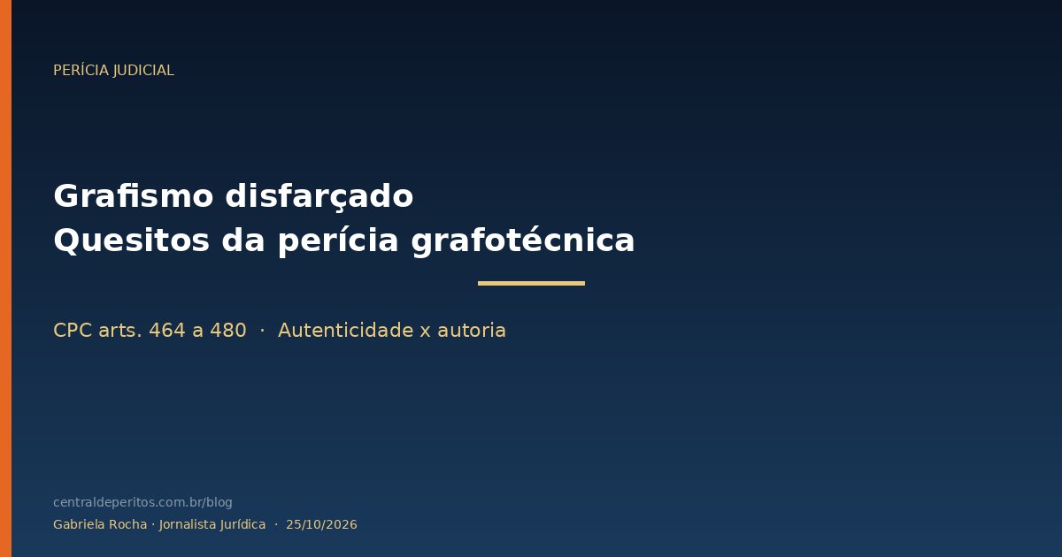 Capa: grafismo disfarçado, quesitos e perícia grafotécnica no CPC
