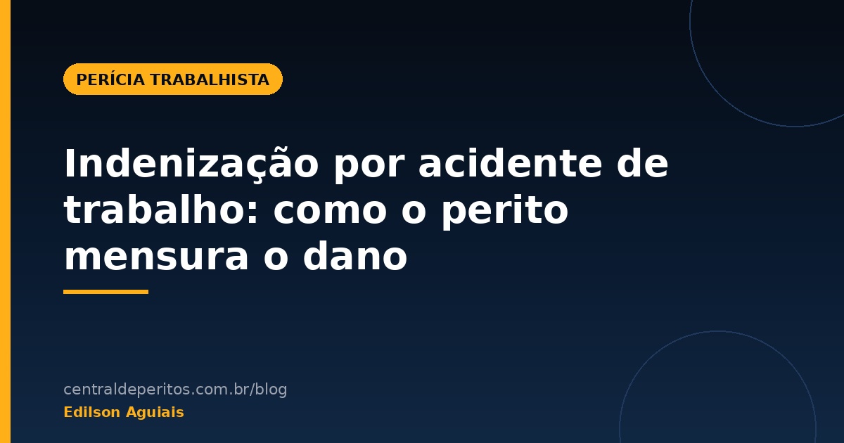 Perito contábil analisando laudo médico e planilha de cálculo de indenização por acidente de trabalho