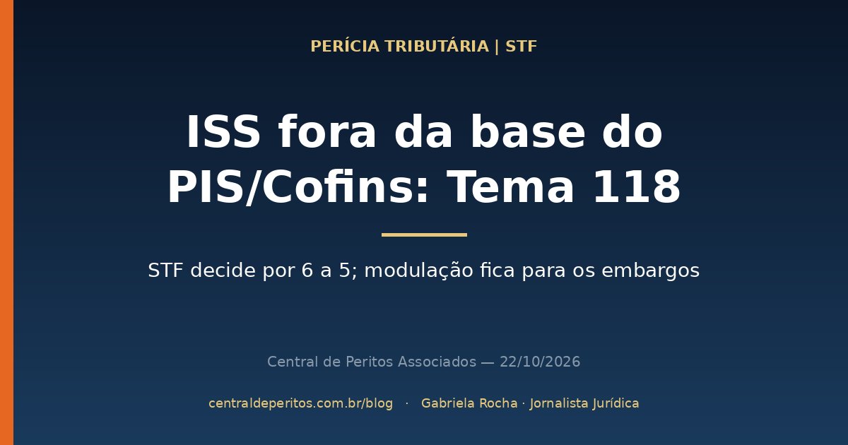 Capa: STF exclui o ISS da base de cálculo do PIS e da Cofins por 6 a 5 no Tema 118, RE 592.616, com modulação de efeitos ainda em aberto