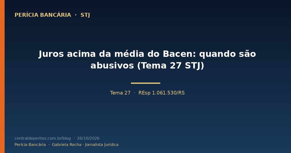 Capa: juros remuneratórios acima da média do Bacen, Tema 27 do STJ e REsp 1.061.530/RS