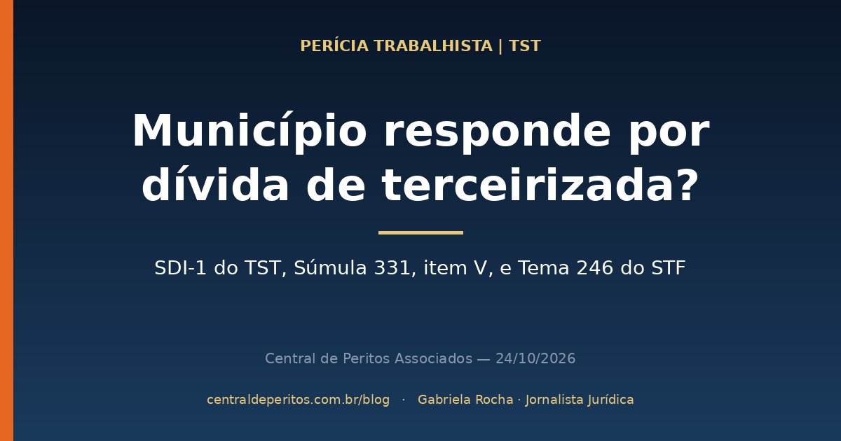 Capa: responsabilidade subsidiária do município por verbas de terceirizada, SDI-1 do TST, Súmula 331 item V e Tema 246 do STF