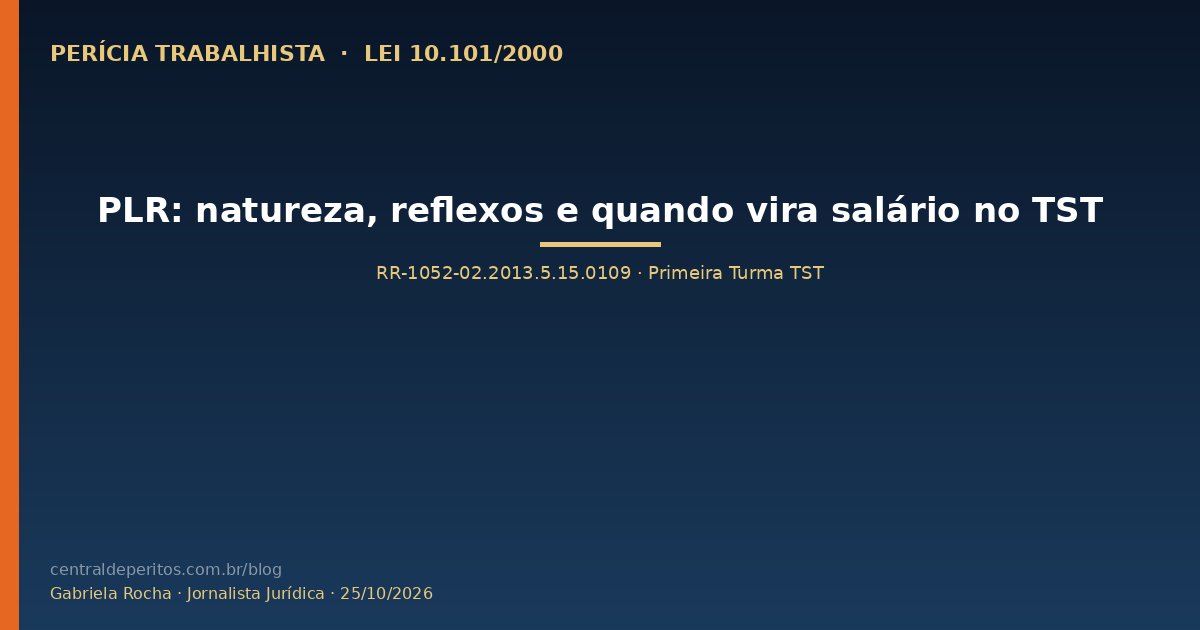 Capa: PLR, art. 7º, XI, da Constituição, Lei 10.101/2000 e RR-1052-02.2013.5.15.0109 do TST