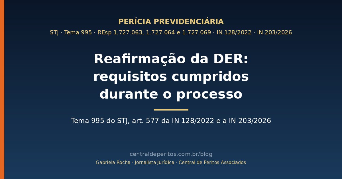 Capa: reafirmação da DER no Tema 995 do STJ e a vedação de novo requerimento pela IN 203/2026 do INSS