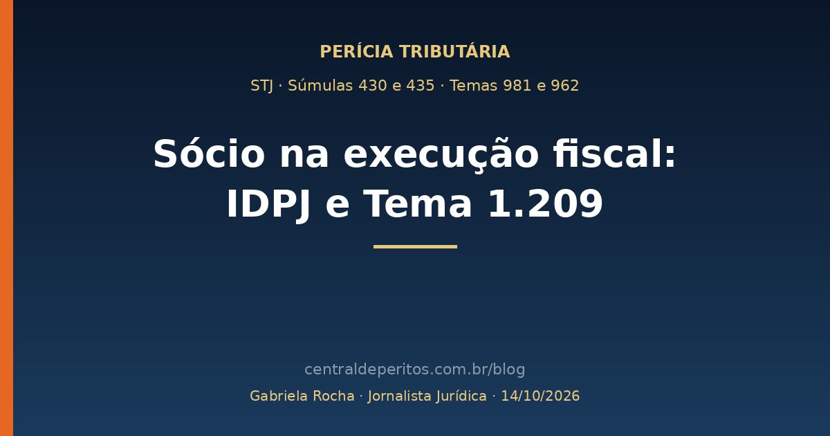 Capa: redirecionamento da execução fiscal ao sócio, IDPJ e o Tema 1.209 do STJ