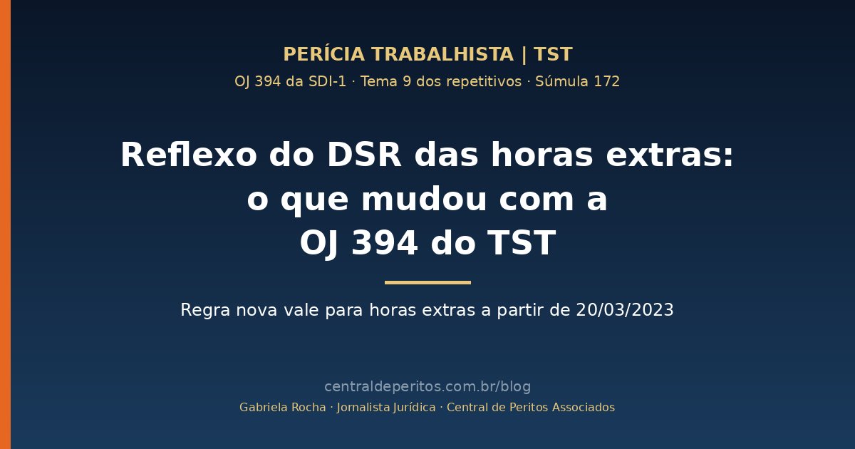 Reflexo do DSR das horas extras: o que mudou com a OJ 394 do TST