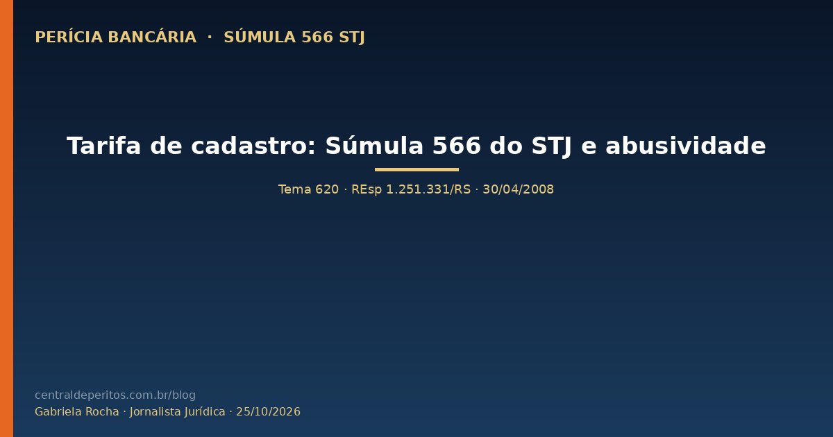 Capa: tarifa de cadastro, Súmula 566 do STJ, Tema 620 e Resolução CMN 3.518/2007
